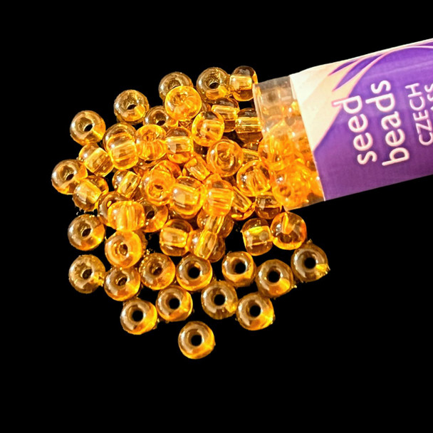 Seed Beads, 6/0 Czech, Round, Topaz, 20 gram Tube