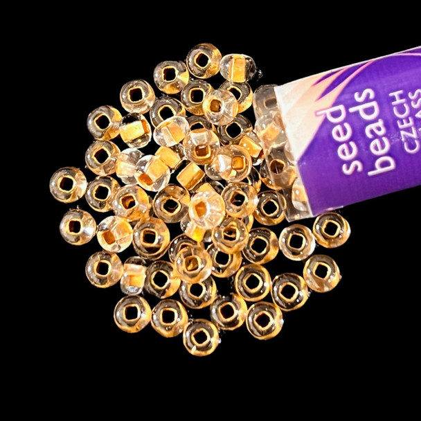 Seed Beads, 6/0 Czech, Round, Crystal Bronze Lined, 20 gram Tube