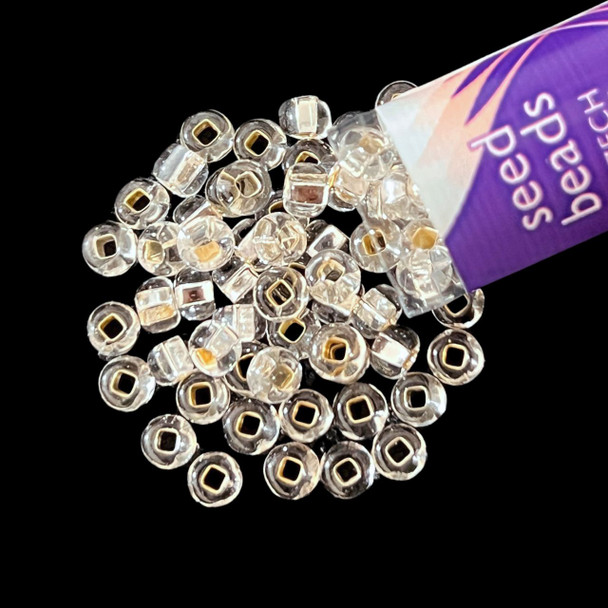 Seed Beads, 6/0 Czech, Round, Crystal S/L, 20 gram Tube