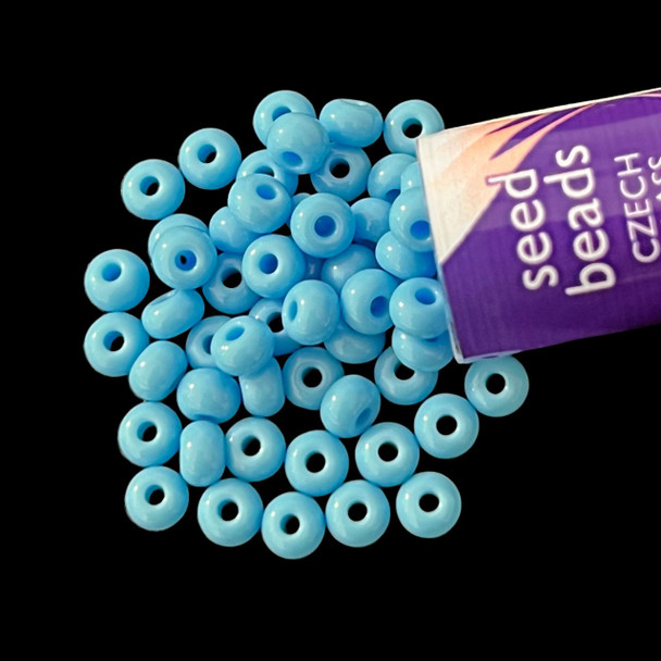 Seed Beads, 6/0 Czech, Round, Blue Turquoise, 20 gram Tube