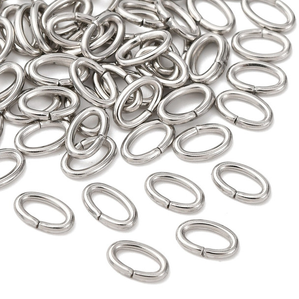 Open Jump Ring, Oval, 8x5mm, 17 Gauge, Stainless Steel, 50 PCS