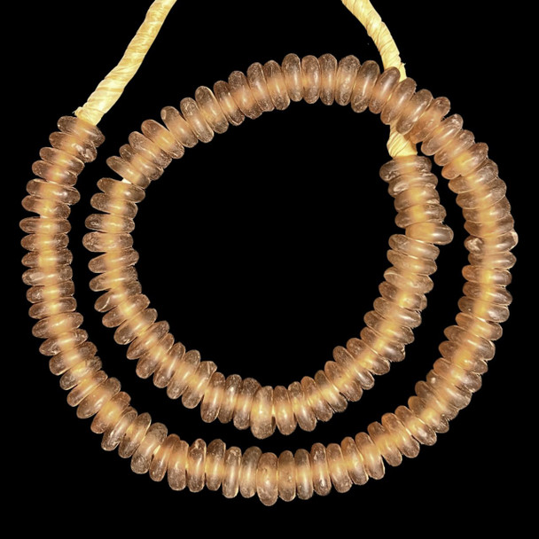 African Glass, Recycled, Rondelle, Brown, 12x4mm, 20in Strand