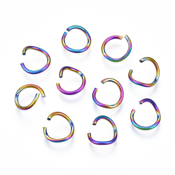 Open Jump Ring, 8mm, 18 Gauge, Stainless Steel, Rainbow, 20 PCS