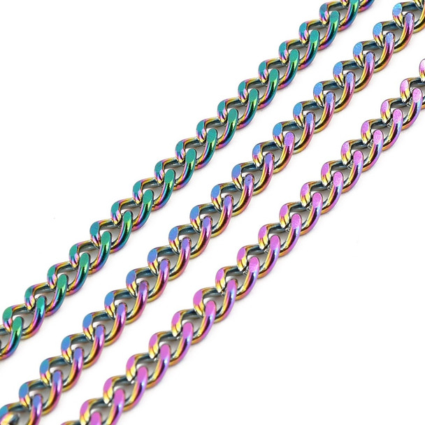 Stainless Steel Chain, Cuban Link, 5x3.5mm, 3.3 ft.