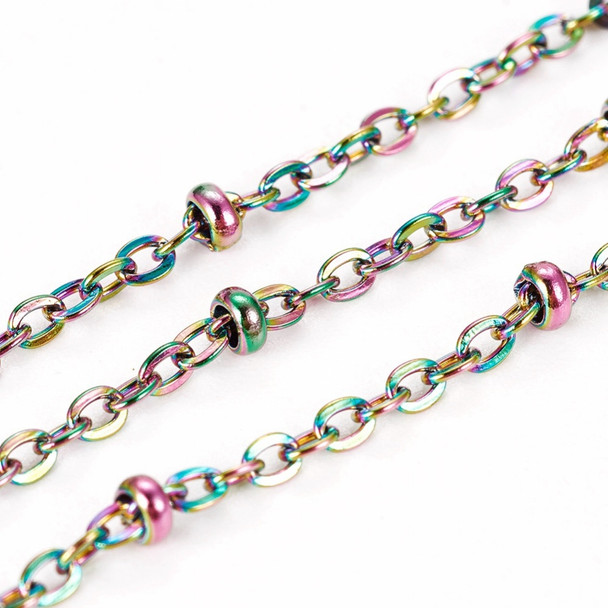 Stainless Steel Chain, Rainbow, 1.5mm, Satellite, Soldered, 3.3 ft.
