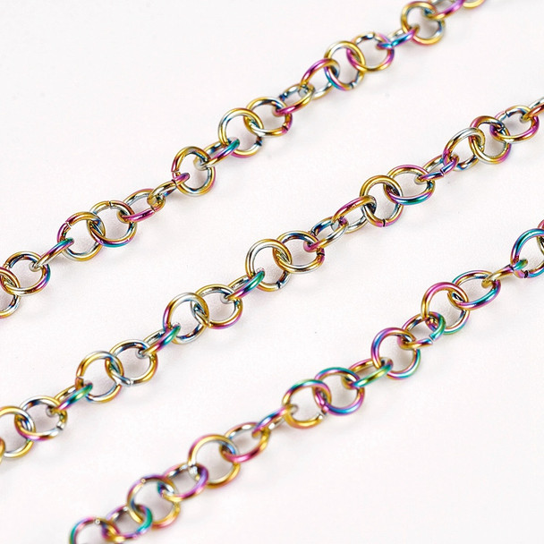Stainless Steel Chain, Rainbow, 3.5mm, Rolo/Belcher, 3.3 ft.