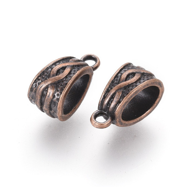Hang Bails, Tibetan Style, 14x8mm, Metal Alloy, Antique Copper, 20 PCS