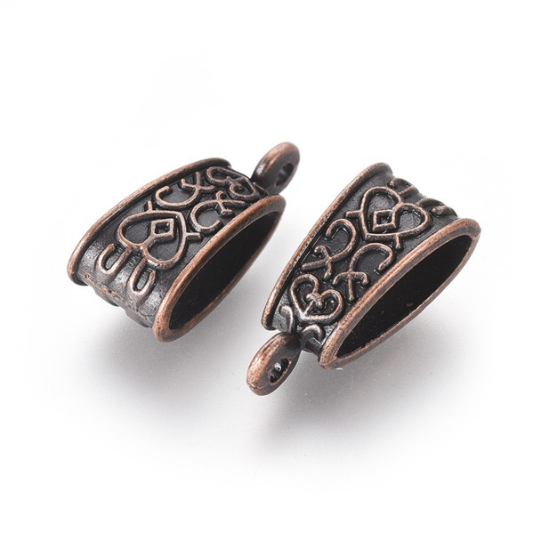 Hang Bails, Tibetan Style, 19x9mm, Metal Alloy, Antique Copper, 20 PCS