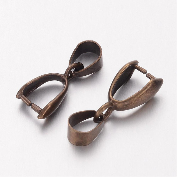 Pinch Bails, 14x7mm, Brass Core, Antique Bronze, 20 PCS