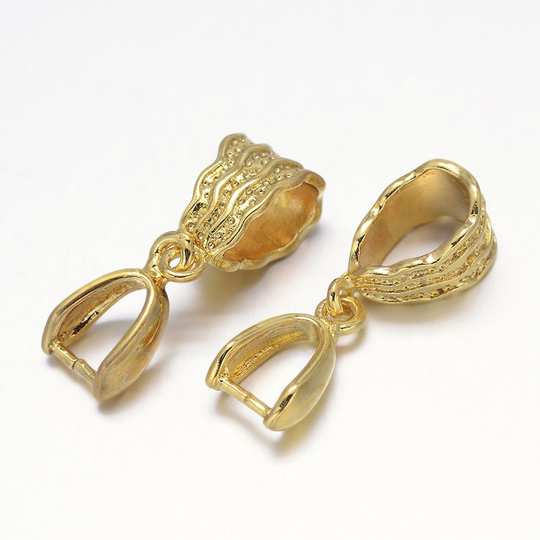 Pinch Bails, 25x8mm, Brass Core, Golden, 6 PCS