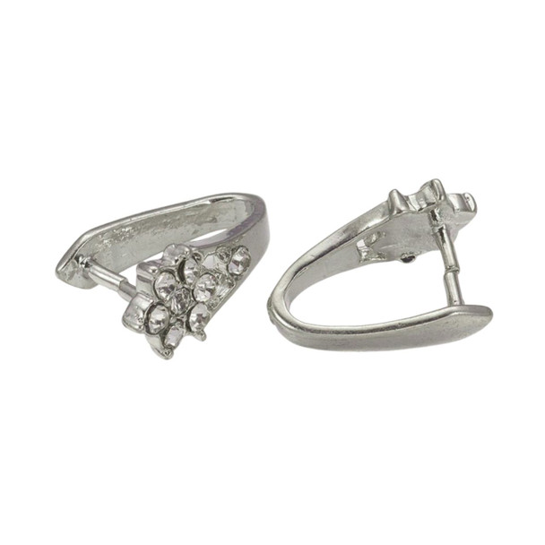 Pinch Bails, 14x7mm, Brass Core, Silver w/ Rhinestone, 7 PCS