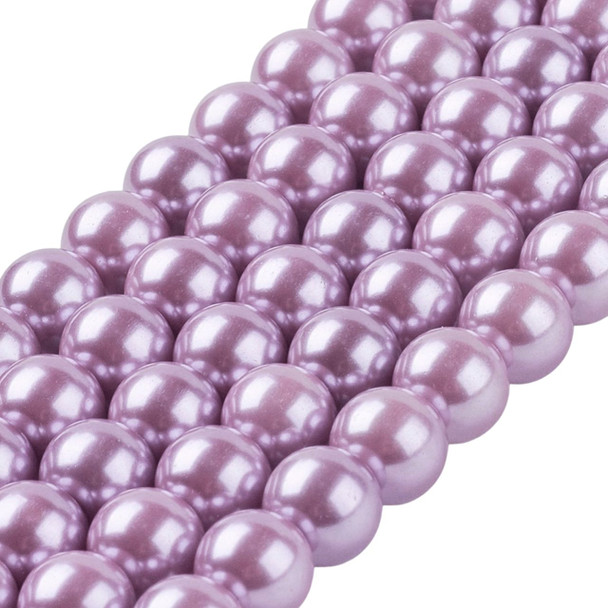 Glass Pearls, Lilac, 8mm, One 15in Strand