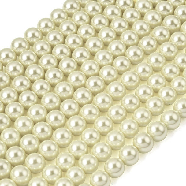 Glass Pearls, Cream, 6mm, One 15in Strand