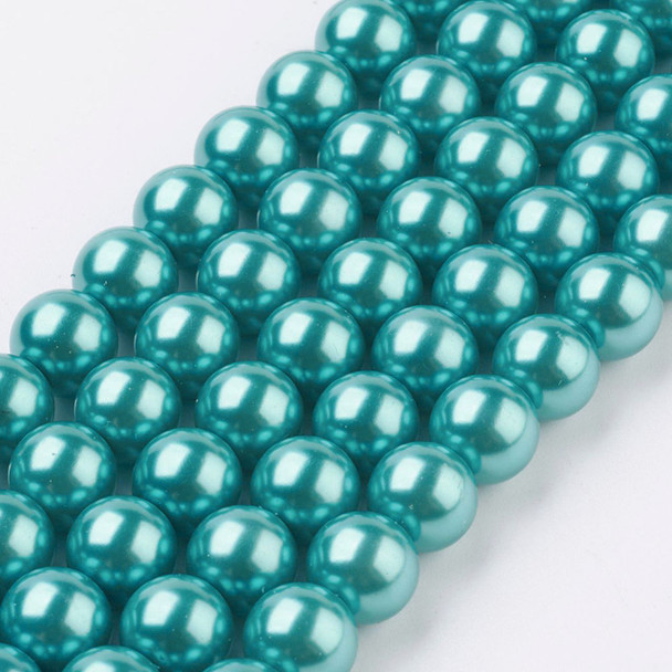 Glass Pearls, Teal, 6mm, One 15in Strand