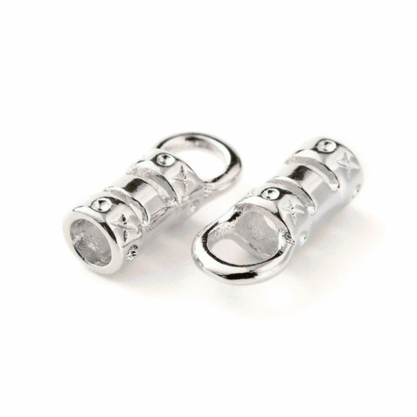 Cord Ends, Column, Brass, Platinum Plated, 9x4x3mm, 2mm Inner Diameter, 10 PCS