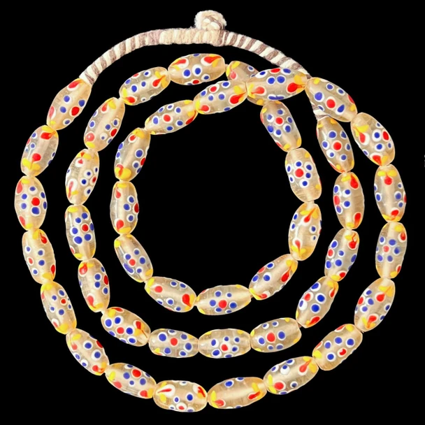 African Glass, Venetian Style, Clear Flower Beads, 19x10mm, 36in Strand