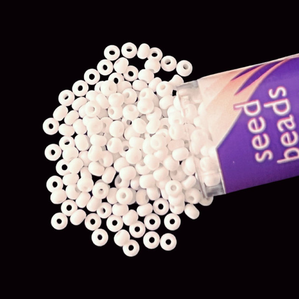 Seed Beads, Czech, Round, 11/0, Chalk, Matte, 24g Tube