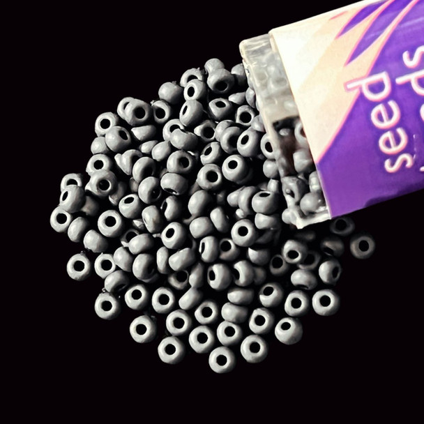 Seed Beads, Czech, Round, 11/0, Jet, Matte, 24g Tube