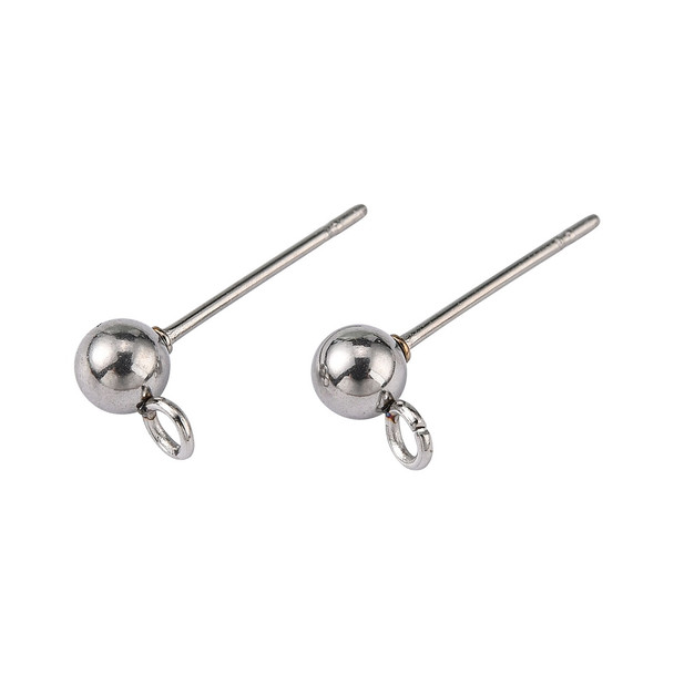 Ear Wires, Ball Stud, 16x4mm, 22 gauge, Stainless Steel, 50 PCS