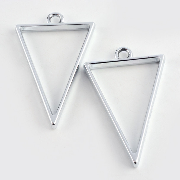 Bezel Pendant, Open Back, Triangle, Metal Alloy, 39x25x3.5mm, 6 PCS