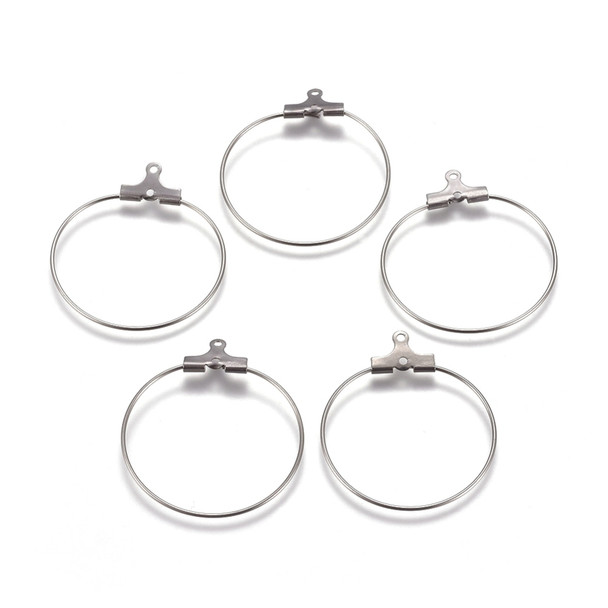 Ear Wires, Hoop, 27mm, 21 gauge, Stainless Steel, 10 PCS