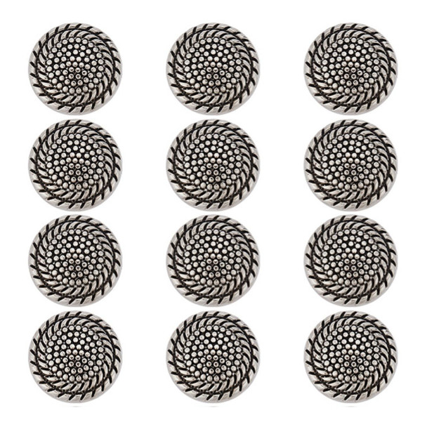 Shank Button, Textured Round, 20x10.5mm, Antique Silver Plated Metal Alloy, 4 PCS