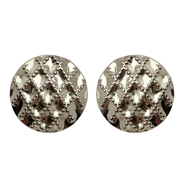 Shank Button, Studded Design, 17.5x8mm, Antique Silver Plated Metal Alloy, 6 PCS