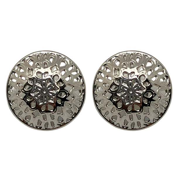 Shank Button, Mandala Design, 18x10mm, Antique Silver Plated Metal Alloy, 6 PCS