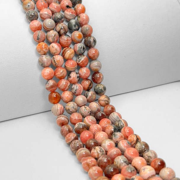 Rhodochrosite, Natural, Smooth Round, 8mm