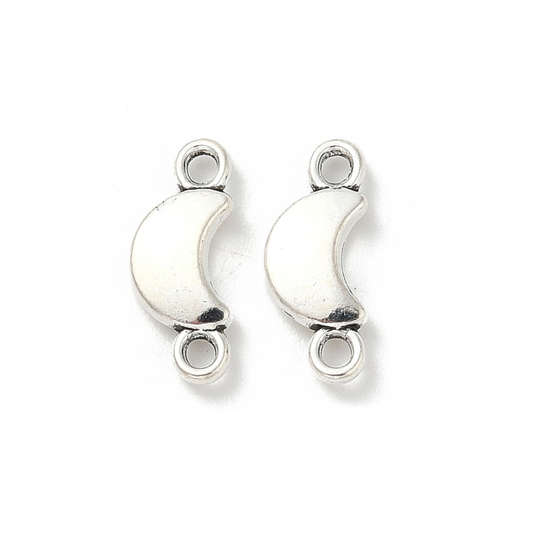 Moon Connector, 15x6.5x3mm, Antique Silver Plated Metal Alloy, 30 PCS