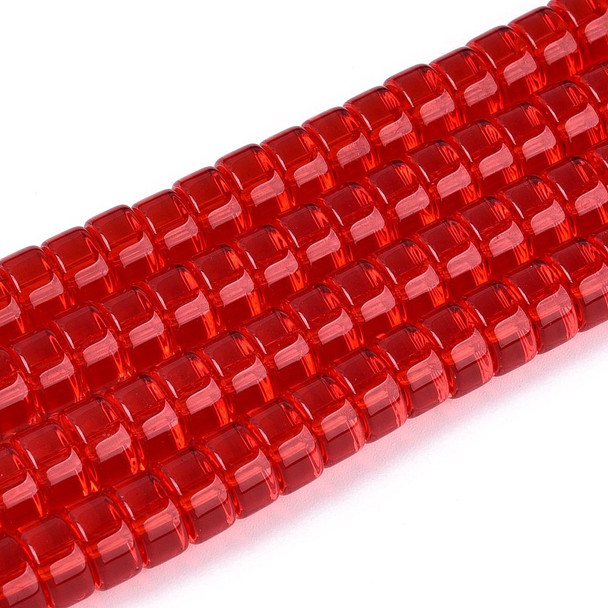 Glass Heishi, Transparent Red, One 3x6mm Strand, 14-15 inches