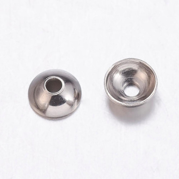 Bead Cap, 6mm, Stainless Steel, approx. 100 PCS