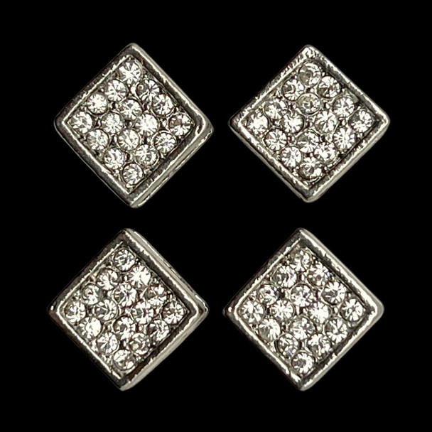 Bling Bead, Rhinestone, Rhombus, 13.5mm, Metal Alloy, 4 PCS