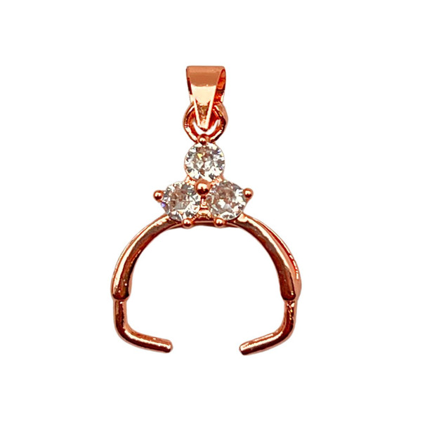 Pinch Bail, Side-to-Side, 19x16mm, Brass Core, Rose Gold, 3 PCS