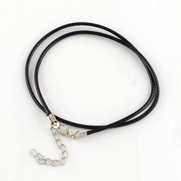 Cord Necklace, Black, 1.5mm, Wax Cotton, 17.5" long, 8 PCS