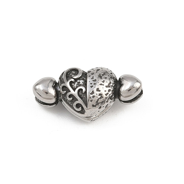 Magnetic Clasp, Heart, 9x18x7mm, Stainless Steel, 1 Set