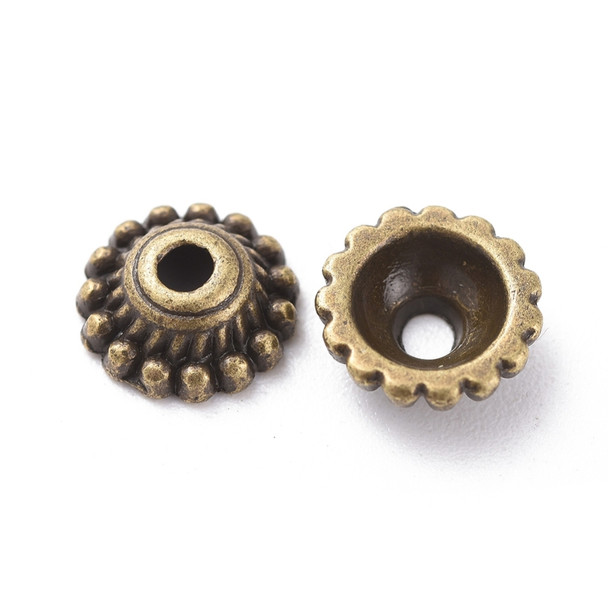 Bead Cap, Bali Style, 8x3mm, Antique Bronze Plated, Metal Alloy, approx. 80 PCS
