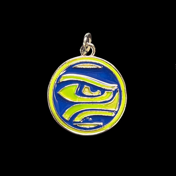 Enamel Charm, Glow In Dark, Hawk Eye, Blue & Green, 22mm, 10 PCS