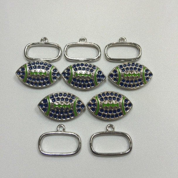 Blue & Green 25x15mm Football Toggle 5 PCS