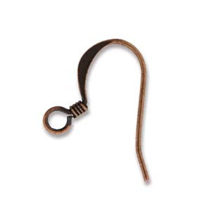 Ear Wire Hook, 18mm, with Coil, Antique Copper Plated, approx. 144 PCS