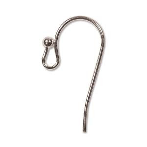 Ear Wire Hook, 27mm with 2mm Ball, Silver Plated, approx. 144 PCS