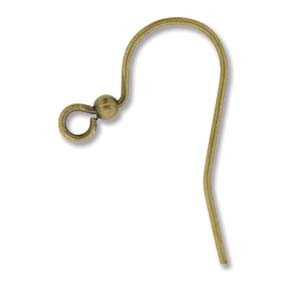 Ear Wire Hook, 25mm with 2mm Ball, Antique Brass Plated,  approx. 144 PCS