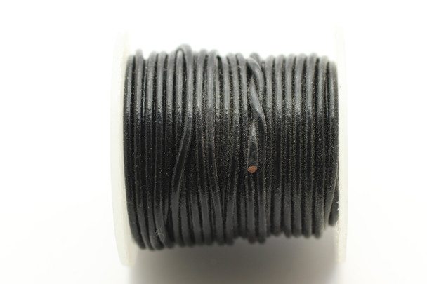 Leather Cord, Black, Dyed, 1.5mm Round,  32 Feet (10mtrs)