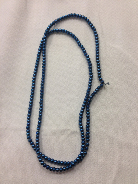 Glass Pearls, 4mm, Dark Blue, One 32" Strand