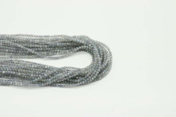 Labradorite, Natural, Faceted Round, 2mm, One Strand