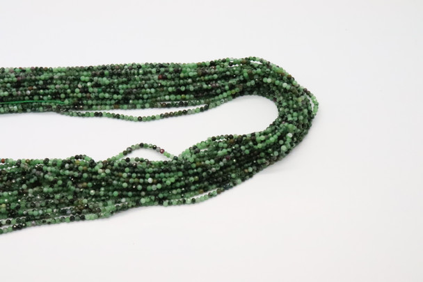 Ruby Zoisite, Natural, Faceted Round, 2mm, One Strand