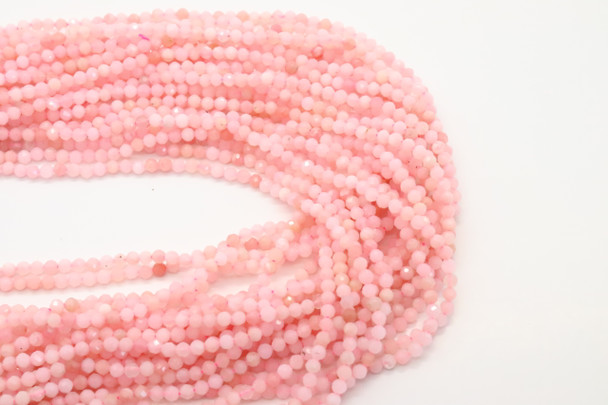 Opal, Pink, Natural, Faceted Round, 3mm, One Strand