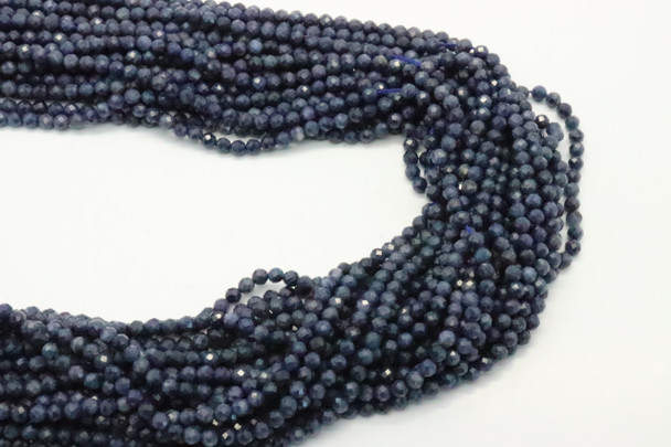 Sapphire, Natural, Faceted Round, 3mm, One Strand