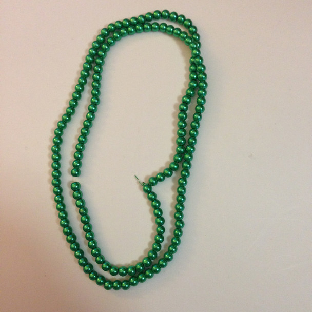 Glass Pearls, 6mm, Green, One 32" Strand