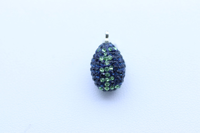 Montana Blue and Peridot Crystal Football Charm